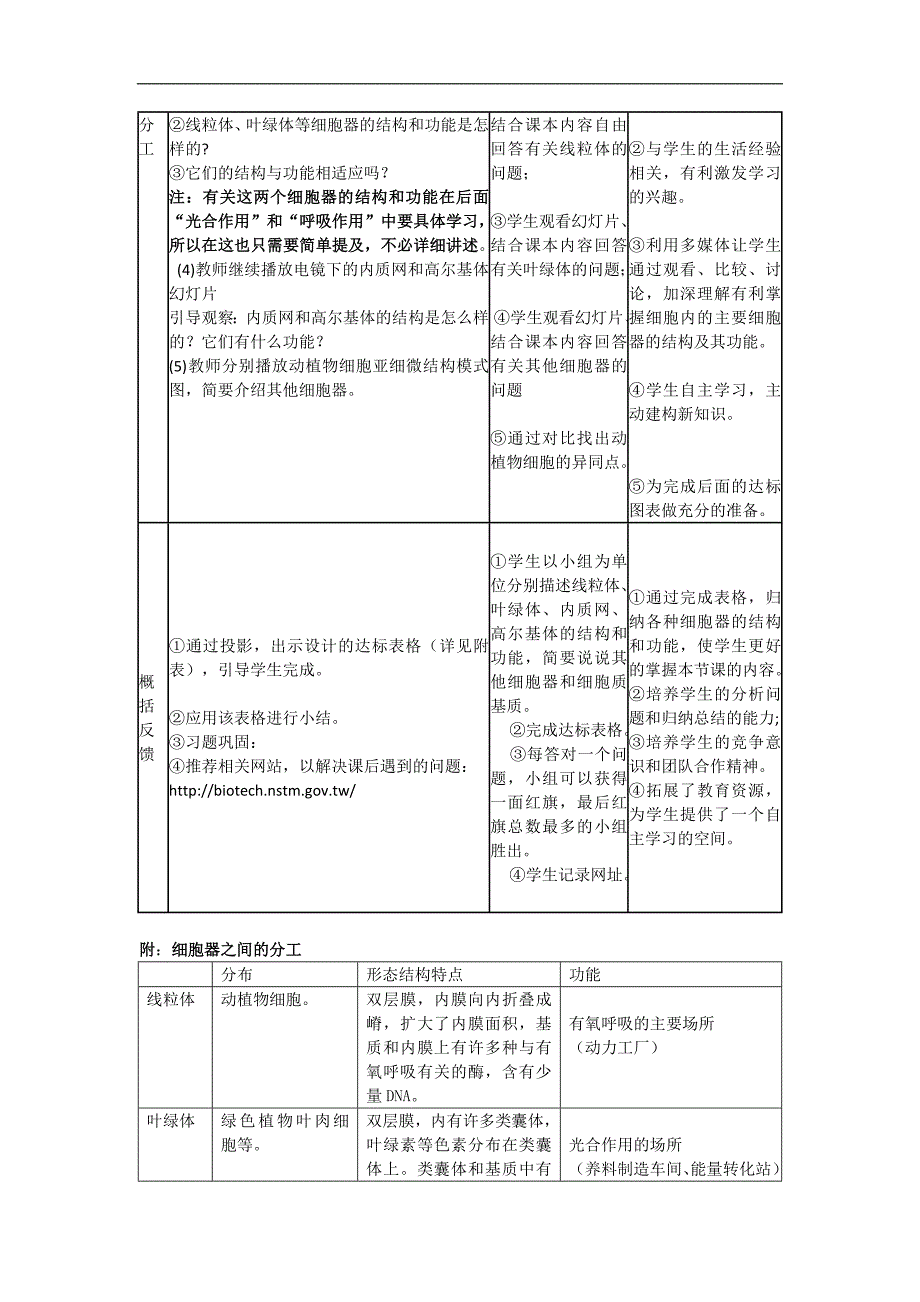 2017-2018学年高一生物人教版必修1教案：3.2 细胞器——系统内的分工合作 1_第3页