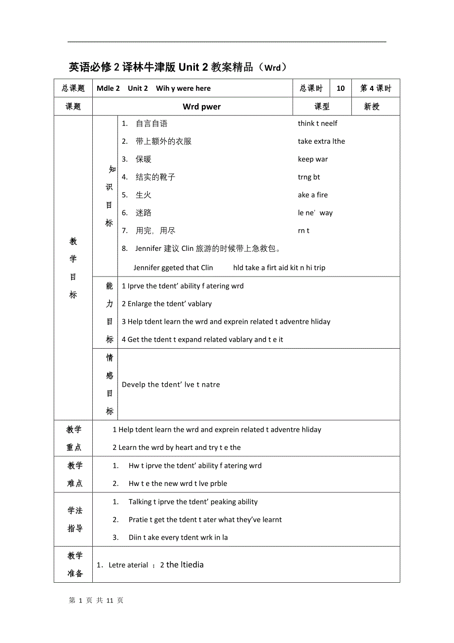 高一英语译林牛津版必修2unit 2教案精品_第1页