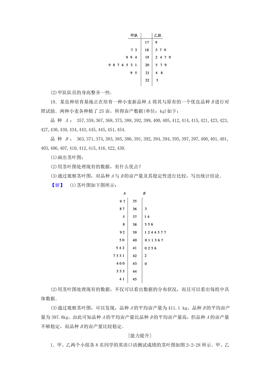 高中数学 第二章 统计 2_2_3 茎叶图学业分层测评 苏教版必修3_第4页