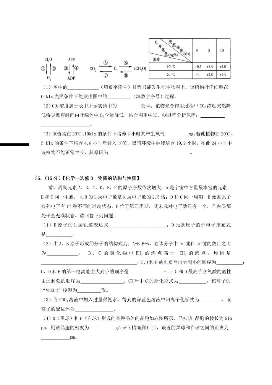 高三化学全真模拟试题_第5页