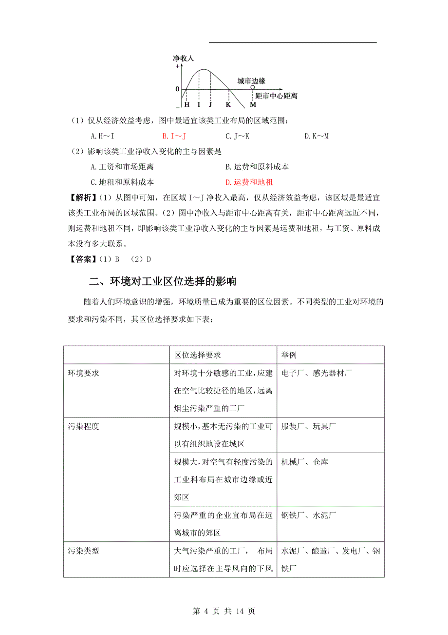 高三地理一轮精品复习学案：4.1 工业的区位因素与区位选择(必修2)_第4页