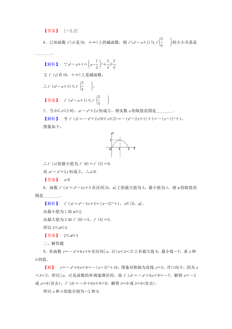 高中数学 第二章 函数 2_2_1 第2课时 函数的最大值、最小值学业分层测评 苏教版必修1_第2页