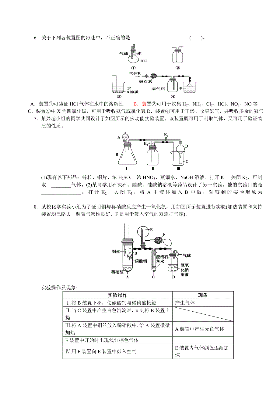 2015届高考一轮总复习配套文档(新课标)：热点回头专练1+化学实验仪器的创新使用专项训练(含答案解析)_第1页