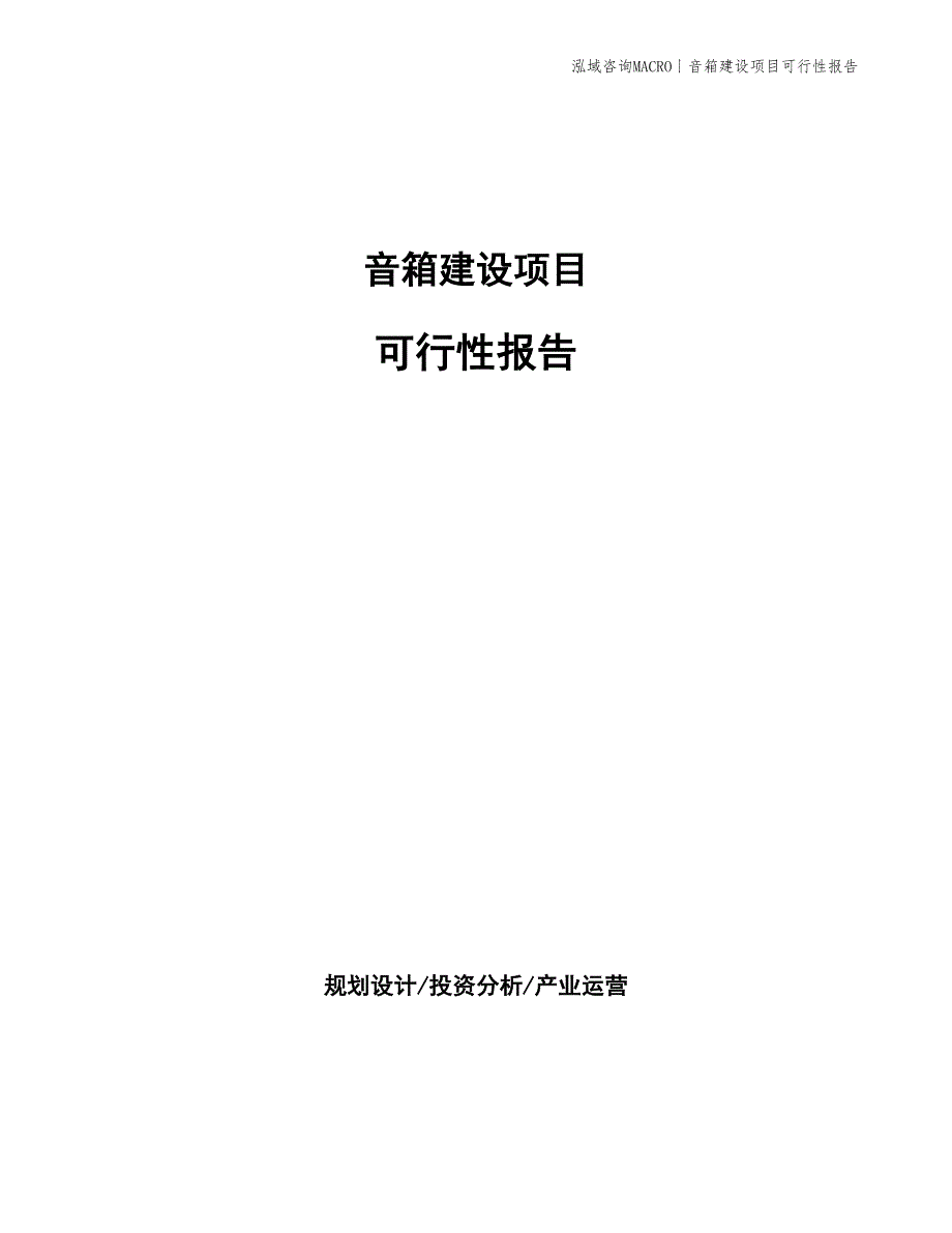 音箱建设项目可行性报告_第1页