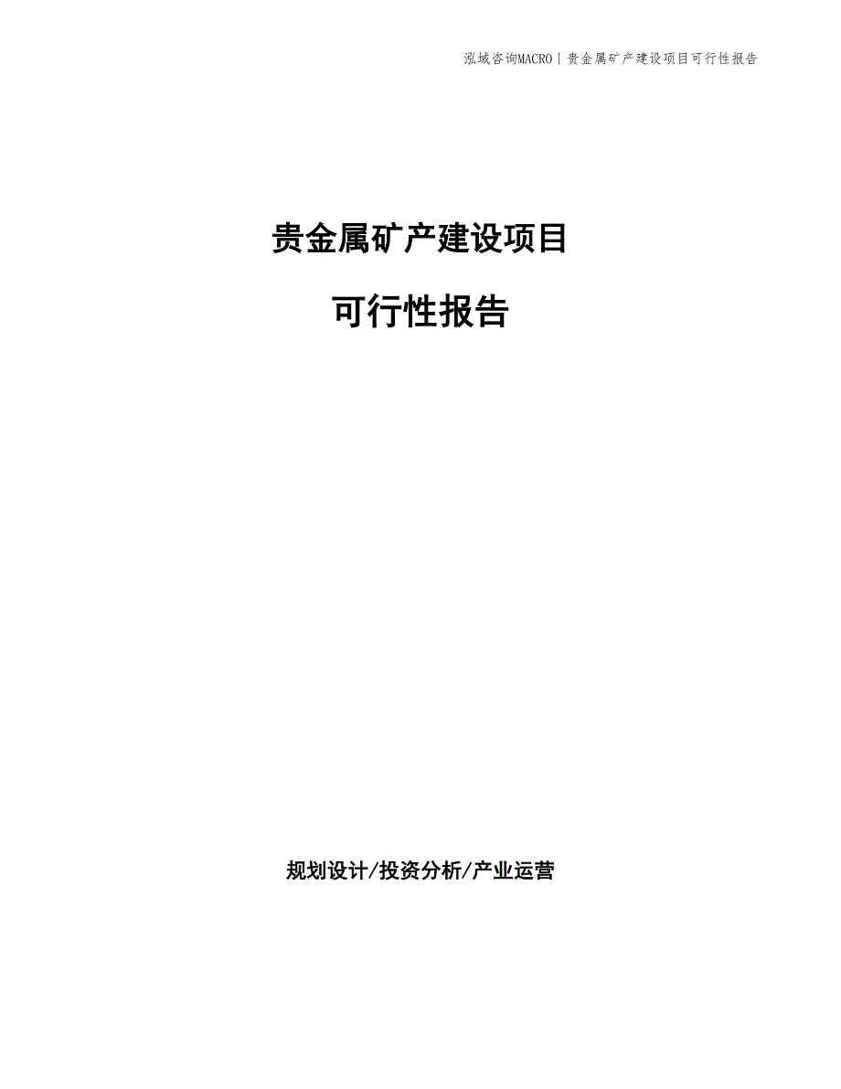 贵金属矿产建设项目可行性报告_第1页