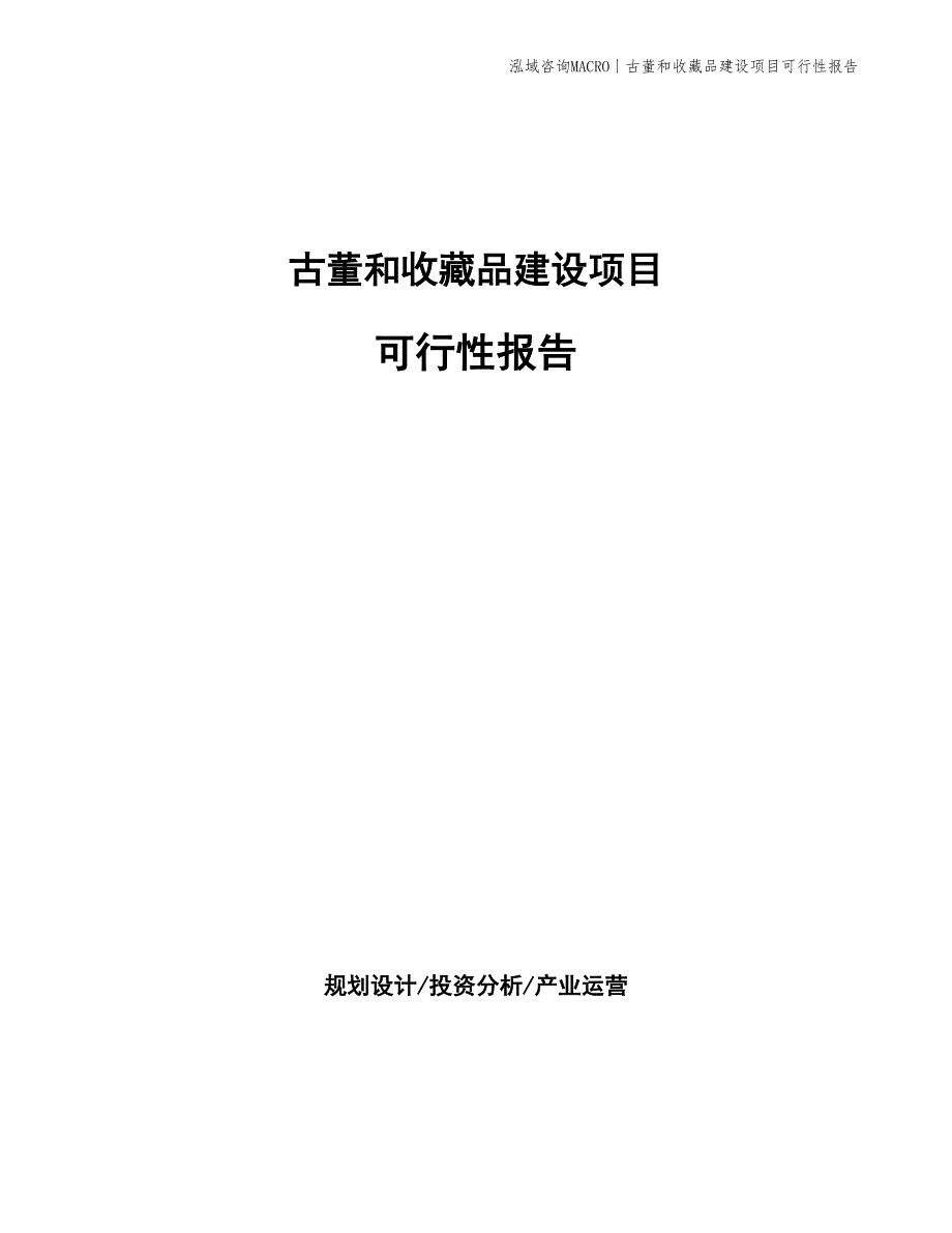 古董和收藏品建设项目可行性报告_第1页