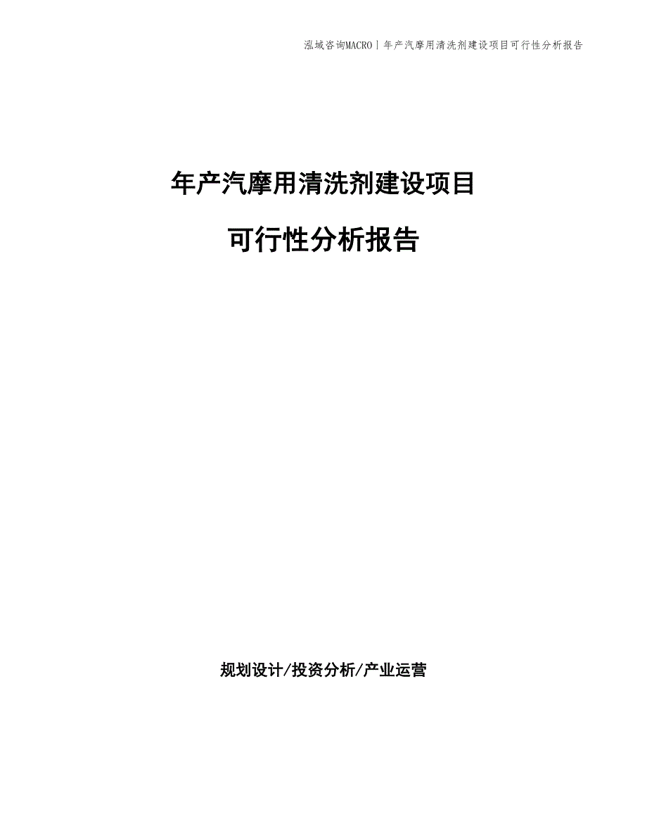 年产汽摩用清洗剂建设项目可行性分析报告_第1页