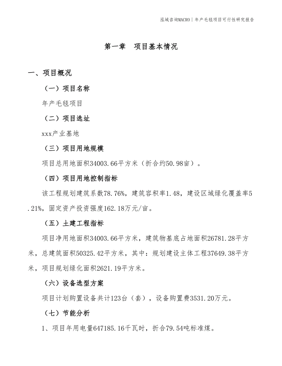 年产棉毯项目可行性研究报告_第4页