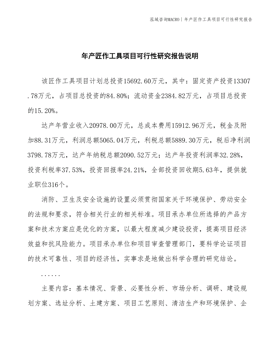 年产匠作工具项目可行性研究报告_第2页