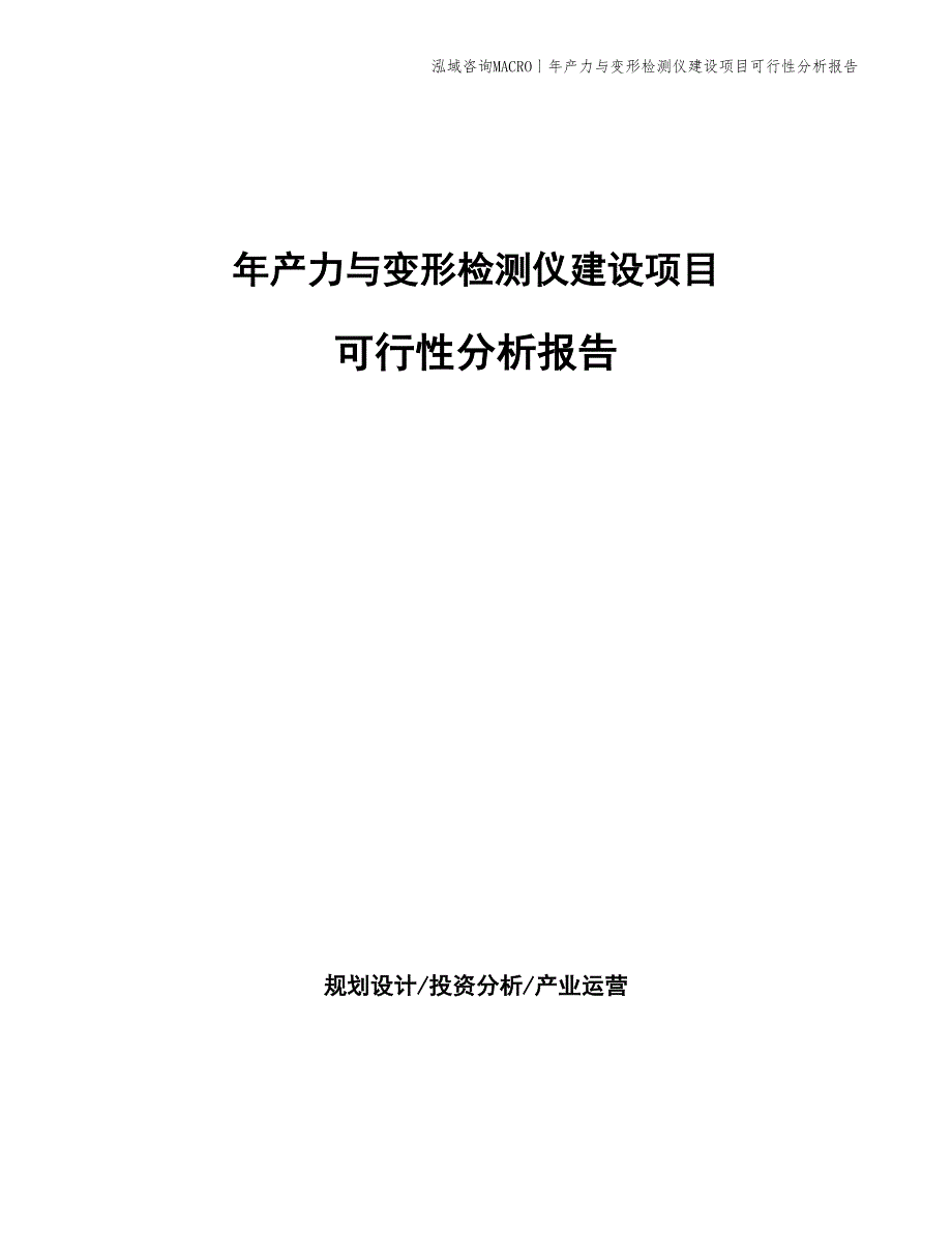 年产力与变形检测仪建设项目可行性分析报告_第1页