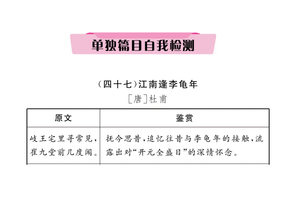 2018年云南中考语文特训复习课件：47、江南逢李龟年_第2页