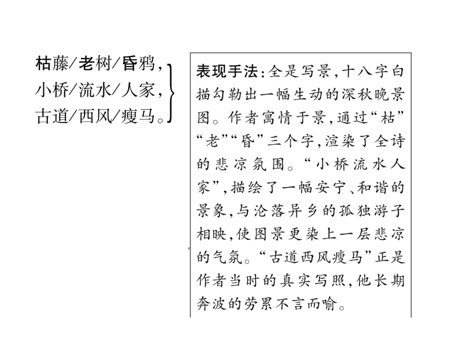 2018年中考语文（河北专版）复习课件：第1部分  专题1 （4）天净沙·秋思_第3页