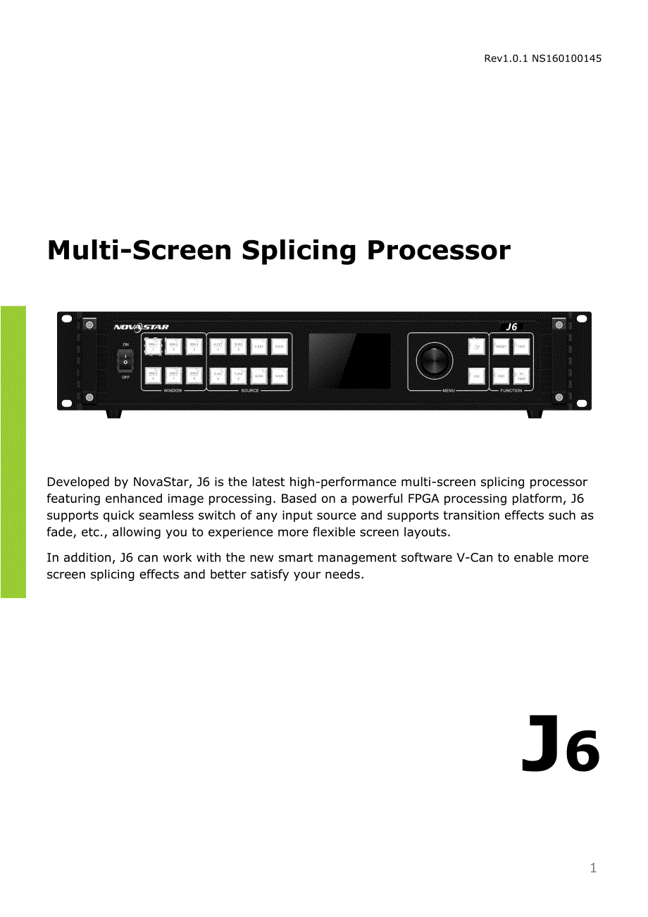 诺瓦科技LED显示屏视频处理器J6规格书_第1页