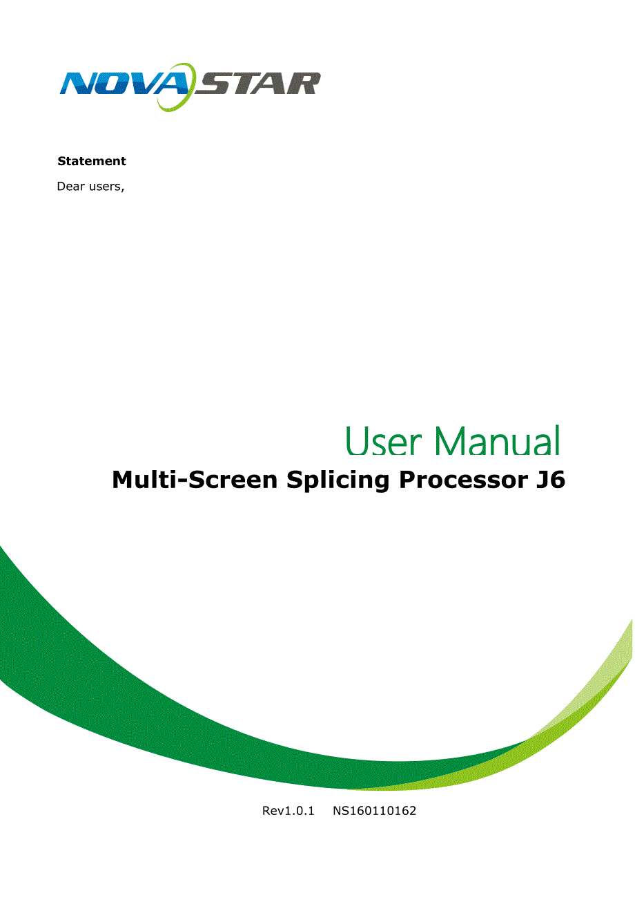 诺瓦科技LED屏视频处理器J6用户手册_第1页