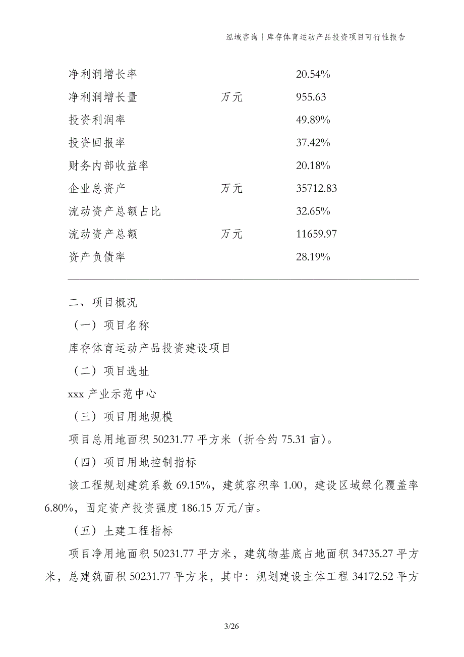 库存体育运动产品投资项目可行性报告_第3页