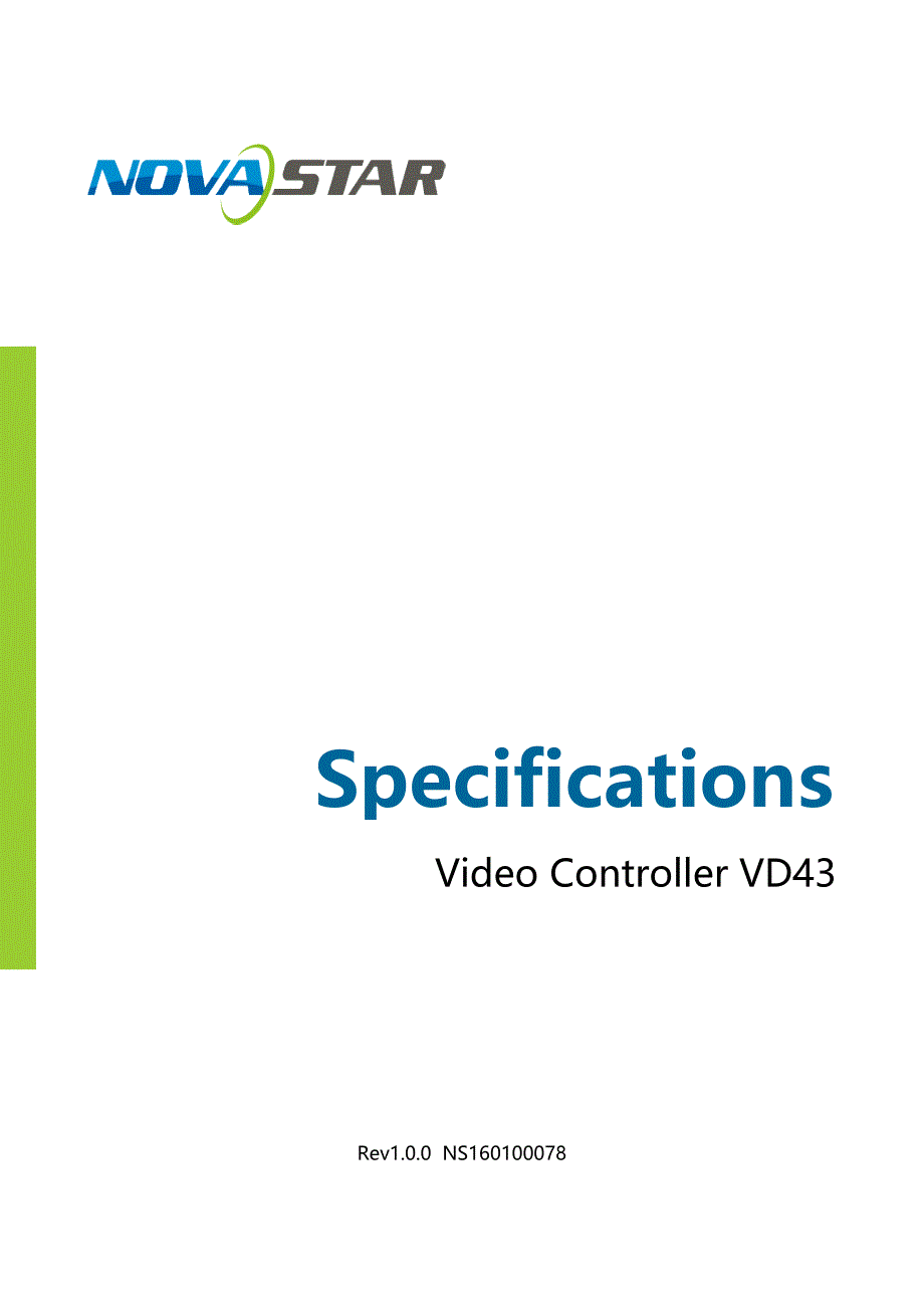 诺瓦科技LED显示屏视频控制器VD43规格书_第1页