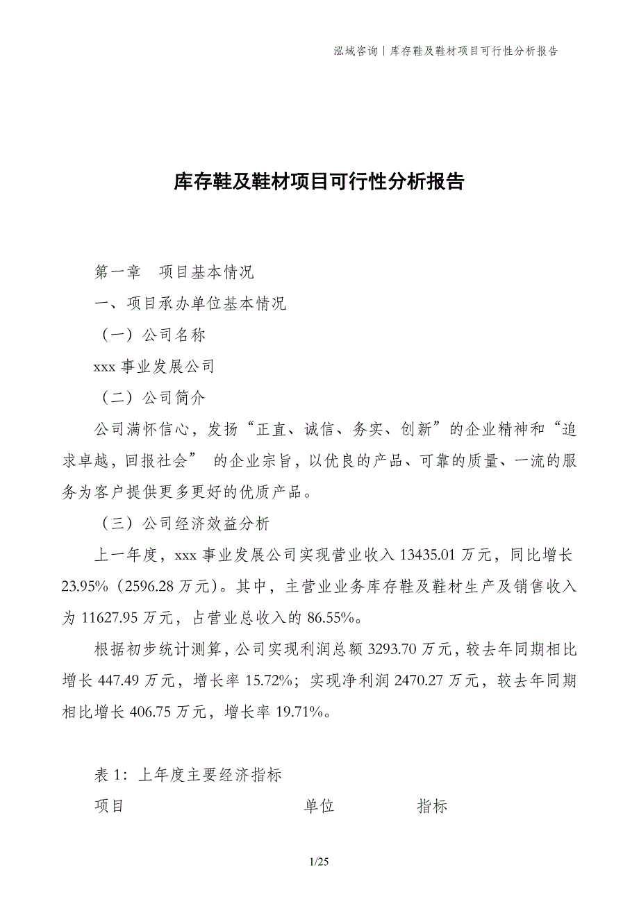 库存鞋及鞋材项目可行性分析报告_第1页