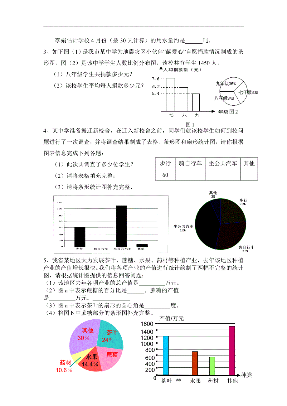 湘教版七年级数学上册 练习：《数据的收集与统计图小结与复习》课时作业_第2页