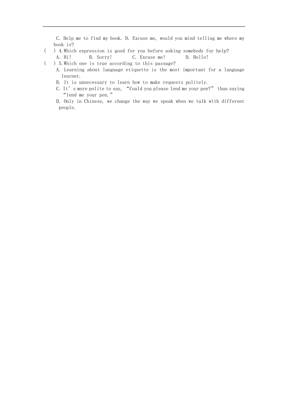 新人教版 九年级英语全册课时练习 unit 11 could you please tell me where the restrooms are reading_第2页