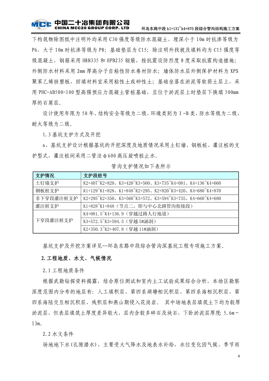 综合管沟结构施工方案_第4页