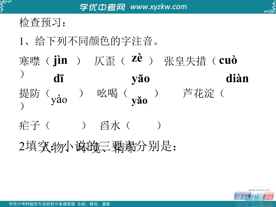 山东省肥城市湖屯镇初级中学八年级语文上册 2 芦花荡课件2 新人教版_第3页