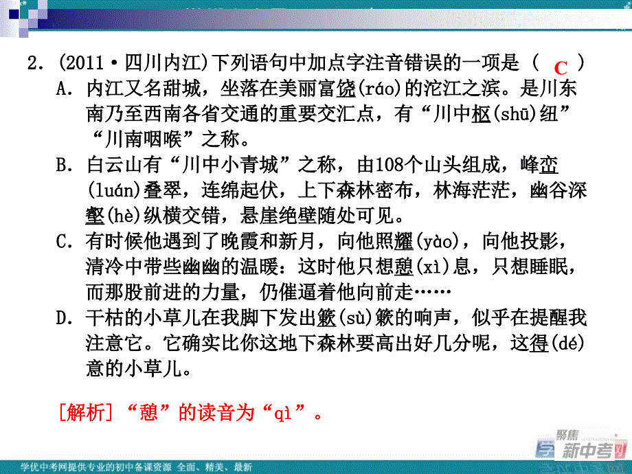 聚焦新中考语大一轮复习课件1语音_第4页