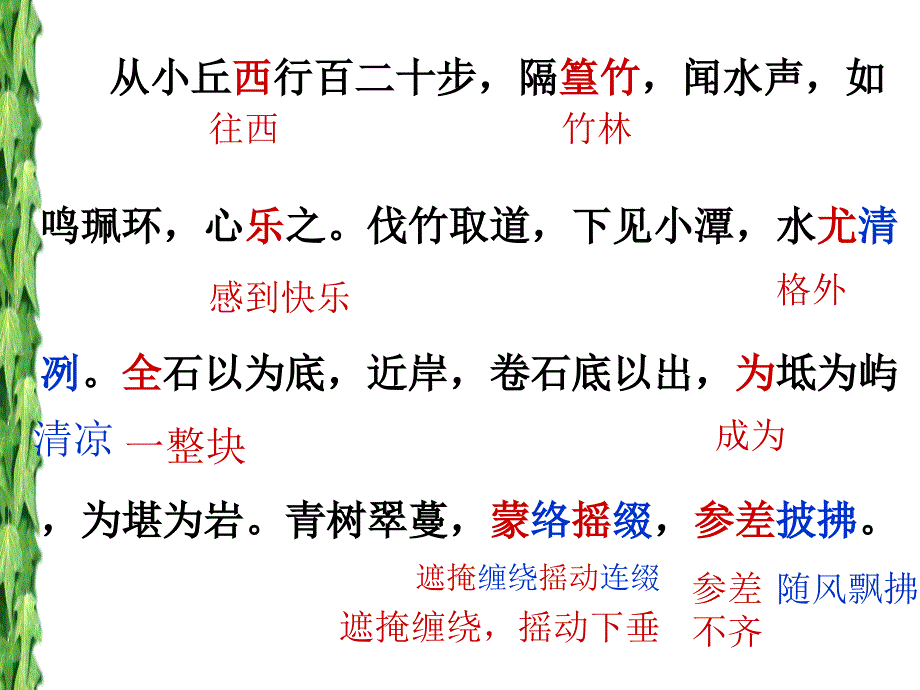 安徽省亳州市风华中学八年级语文《小石潭》课件_第4页