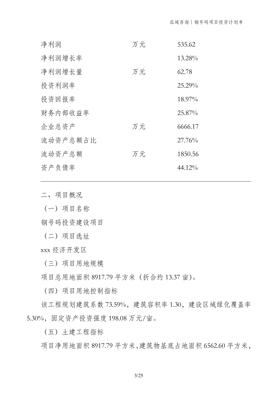 钢号码项目投资计划书_第3页