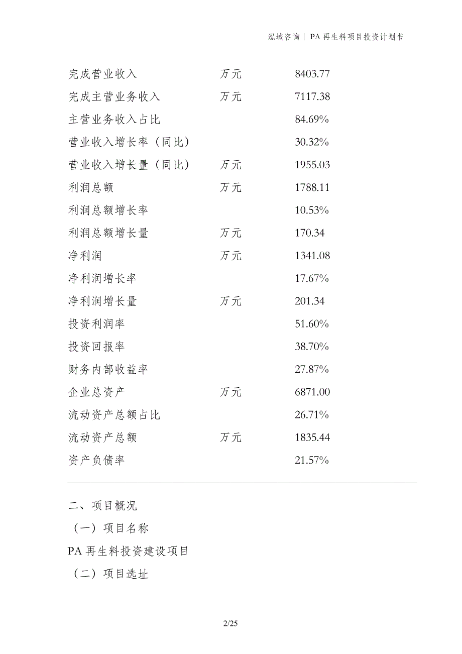 PA再生料项目投资计划书_第2页