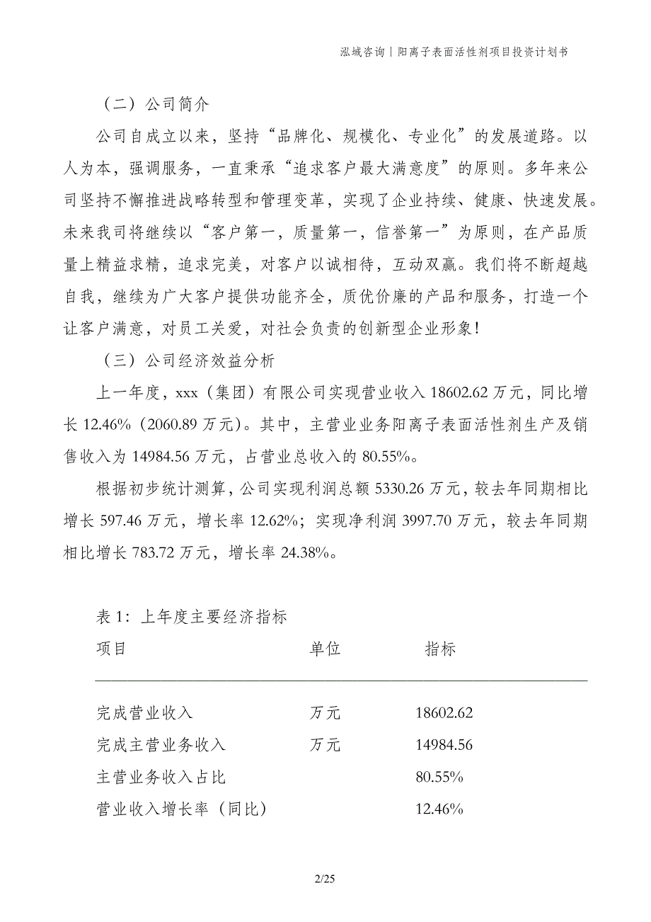 阳离子表面活性剂项目投资计划书_第2页