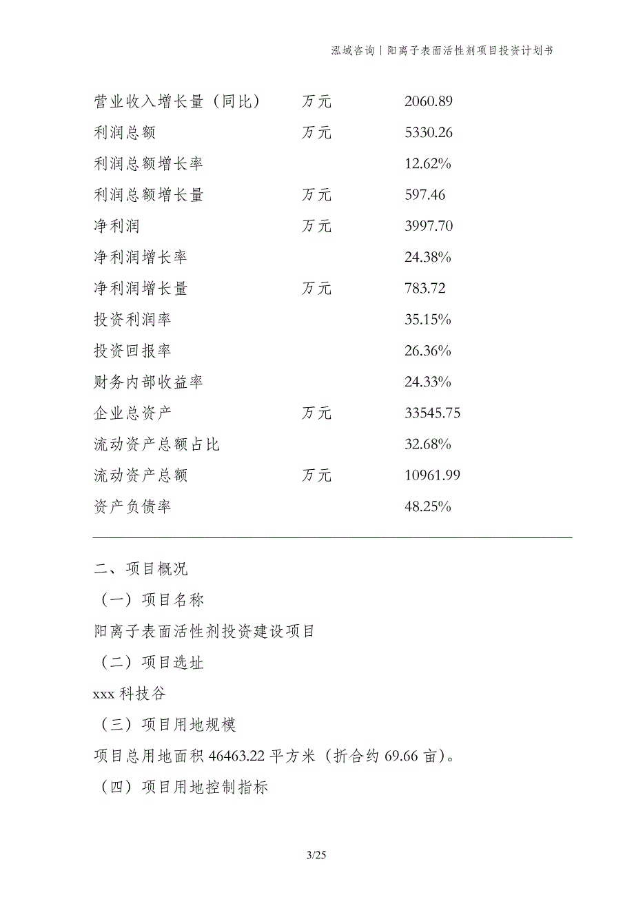 阳离子表面活性剂项目投资计划书_第3页