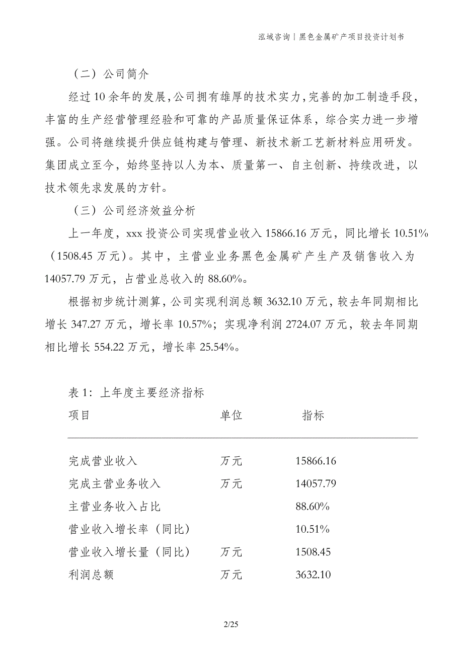 黑色金属矿产项目投资计划书_第2页