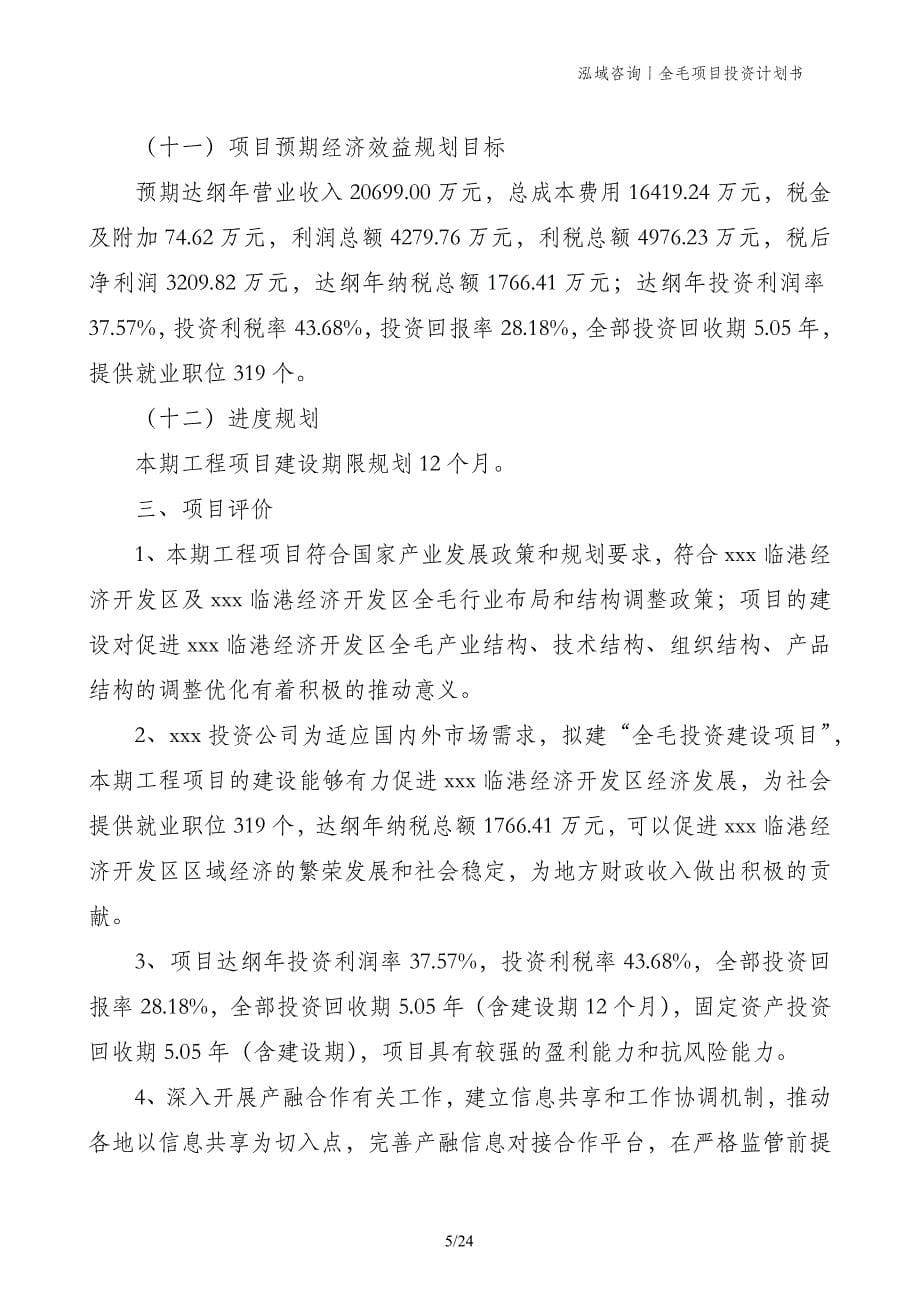 全毛项目投资计划书_第5页