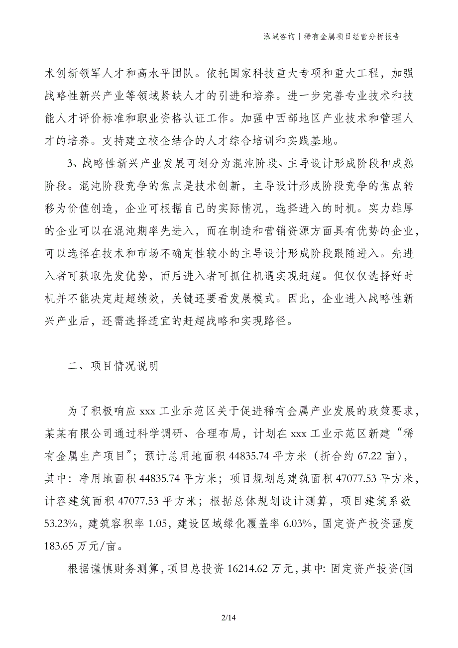 稀有金属项目经营分析报告_第2页