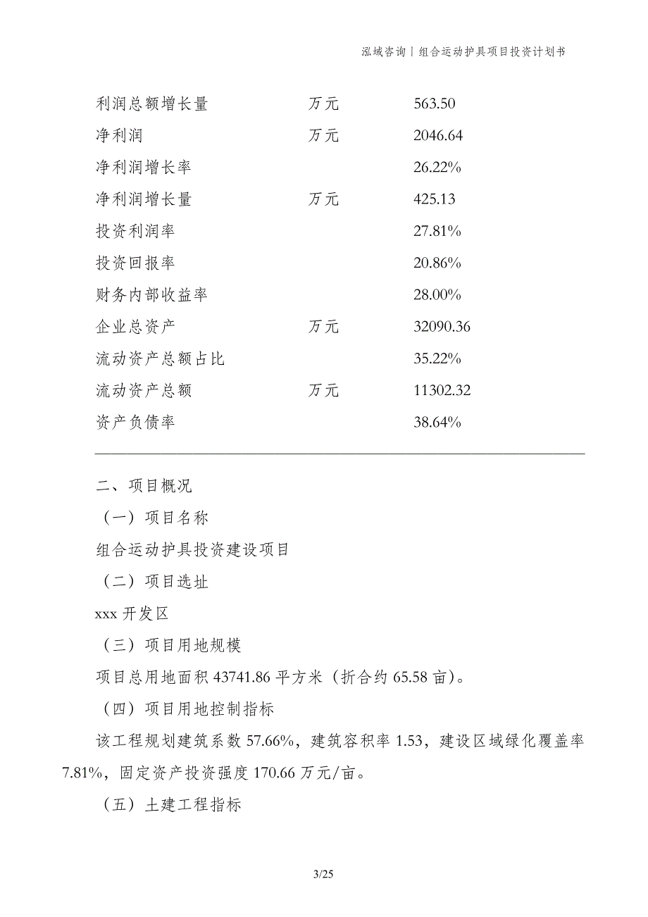 组合运动护具项目投资计划书_第3页