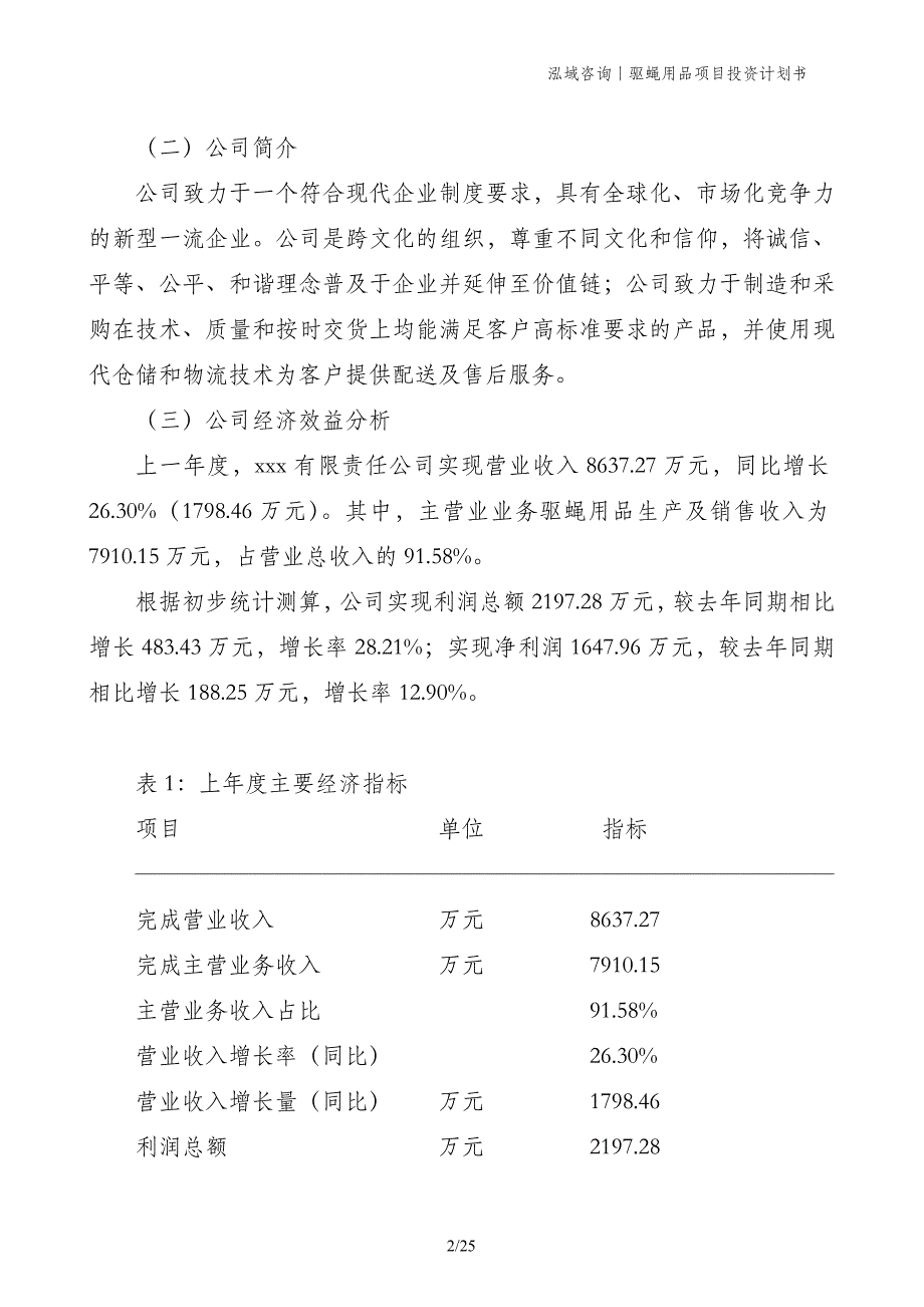 驱蝇用品项目投资计划书_第2页