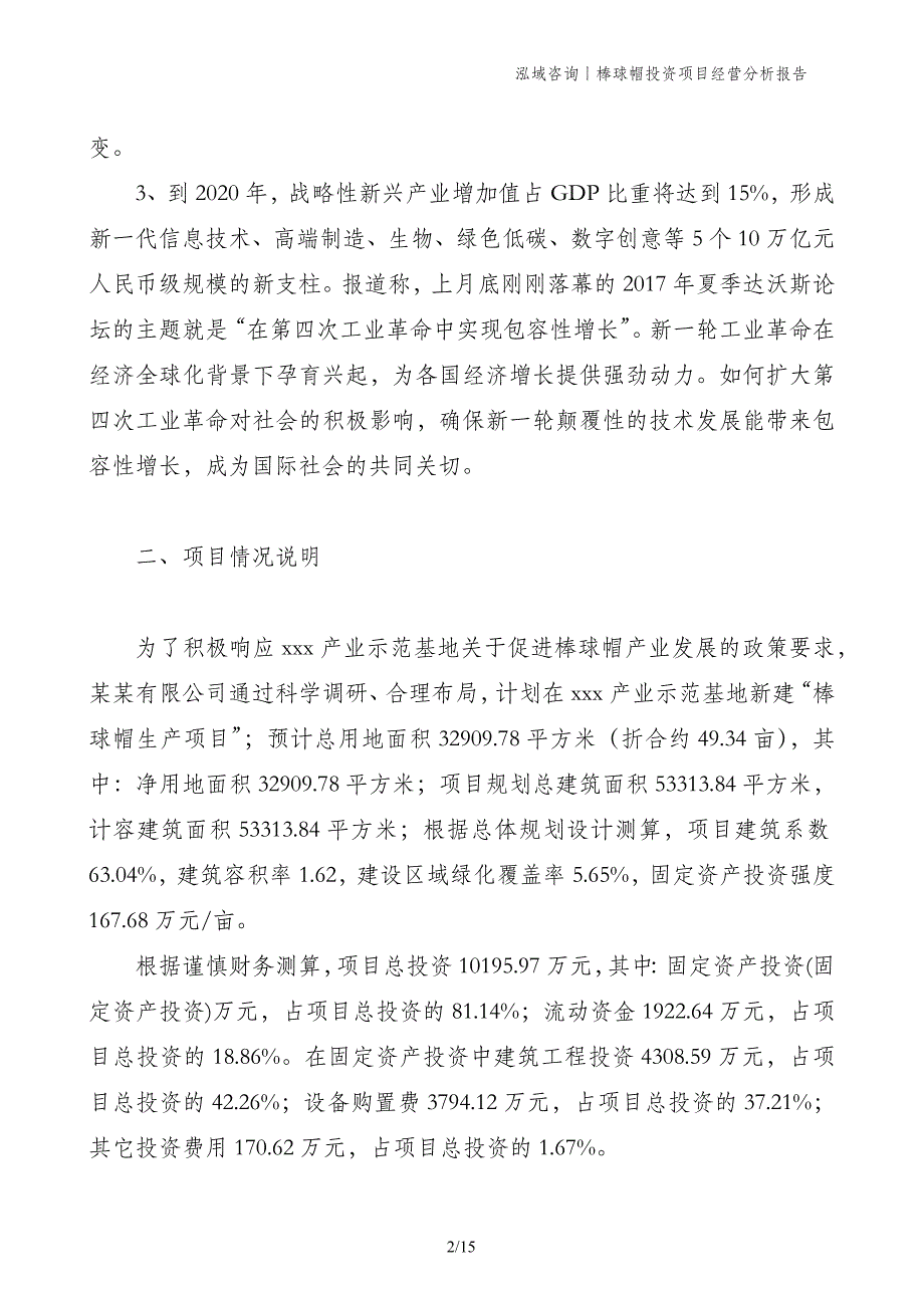 棒球帽投资项目经营分析报告_第2页