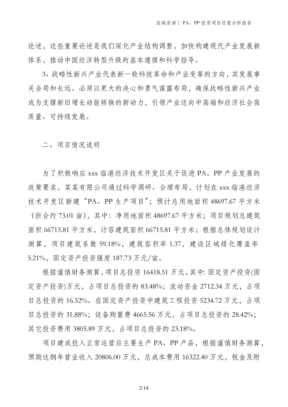 PA、PP投资项目经营分析报告_第2页