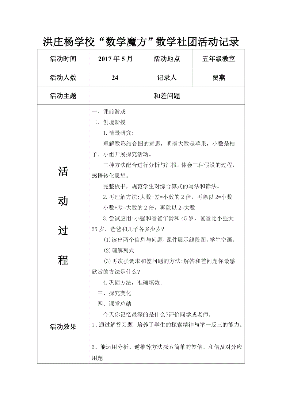 洪庄杨学校“数学魔方”社团活动记录10_第1页