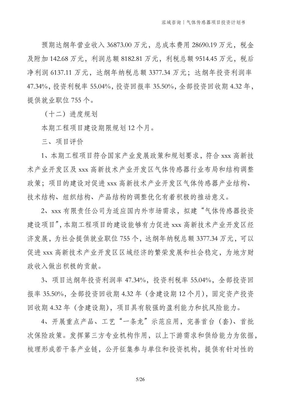 气体传感器项目投资计划书_第5页