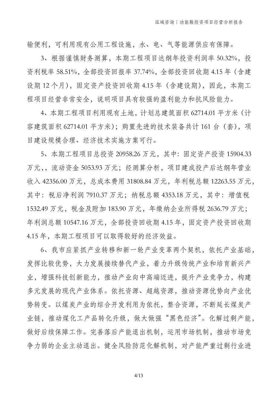 功能鞋投资项目经营分析报告_第4页