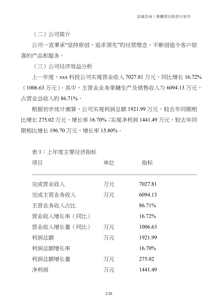 果糖项目投资计划书_第2页