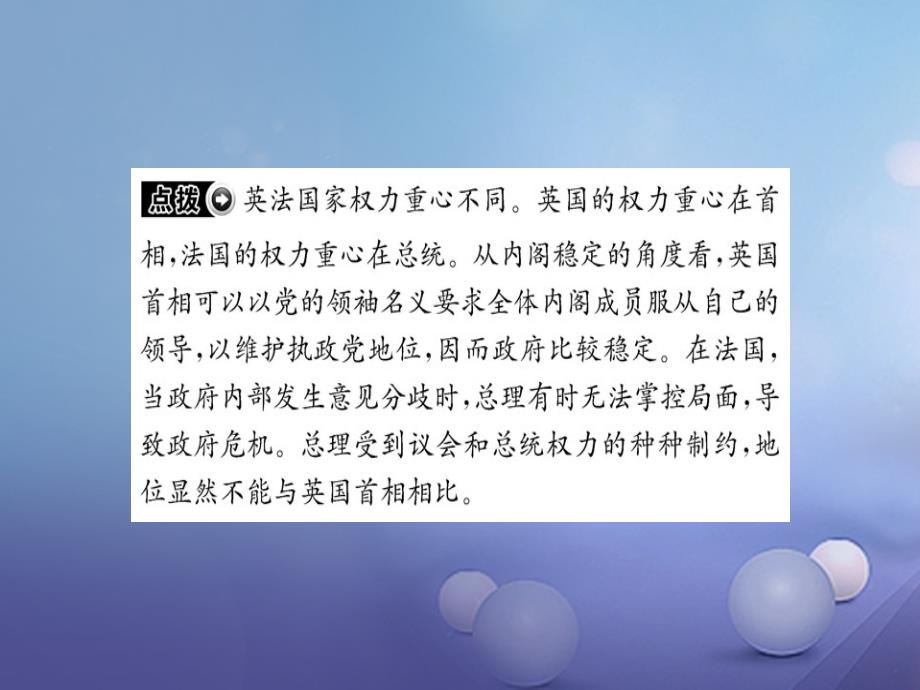 高中政治 专题二 君主立宪制和民主共和制 4 英法两国政体的异同课件 新人教版选修_第4页