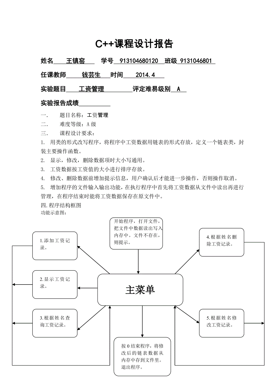 南京理工大学c++课程设计,工资管理_第1页