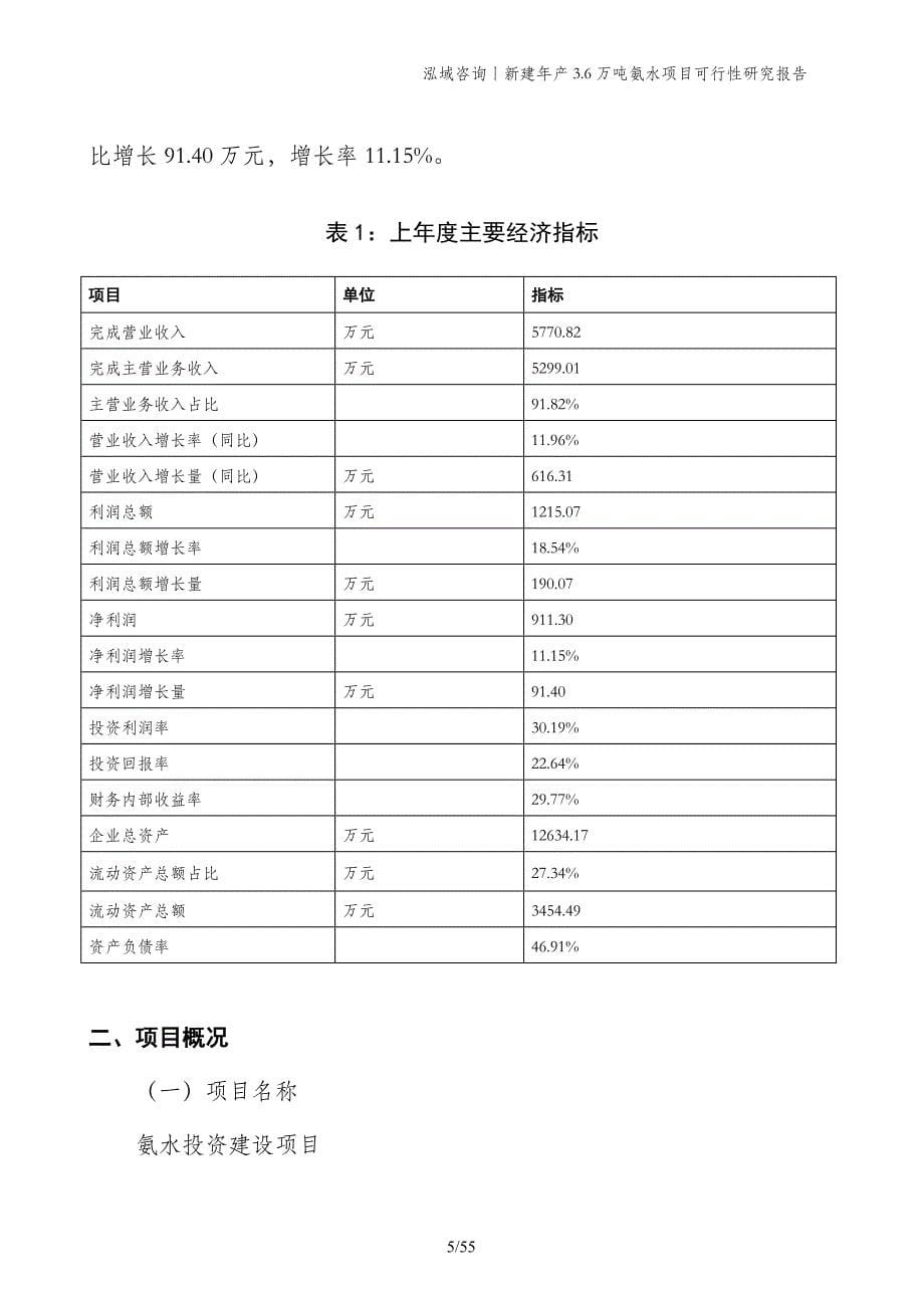 新建年产3.6万吨氨水项目可行性研究报告_第5页