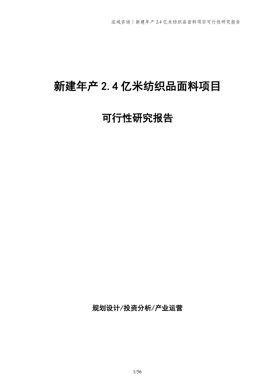 新建年产2.4亿米纺织品面料项目可行性研究报告_第1页