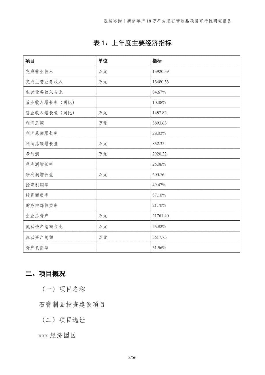 新建年产18万平方米石膏制品项目可行性研究报告_第5页