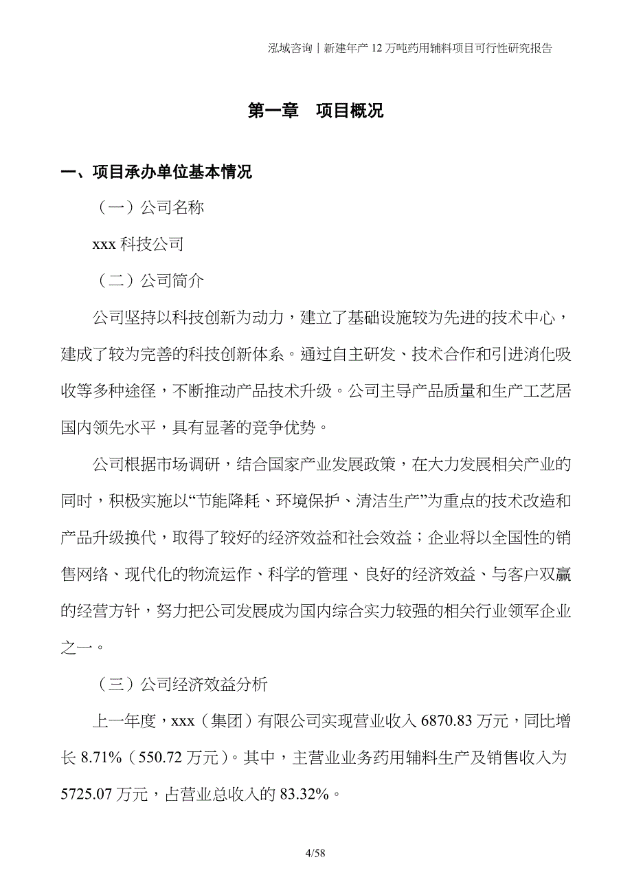 新建年产12万吨药用辅料项目可行性研究报告_第4页