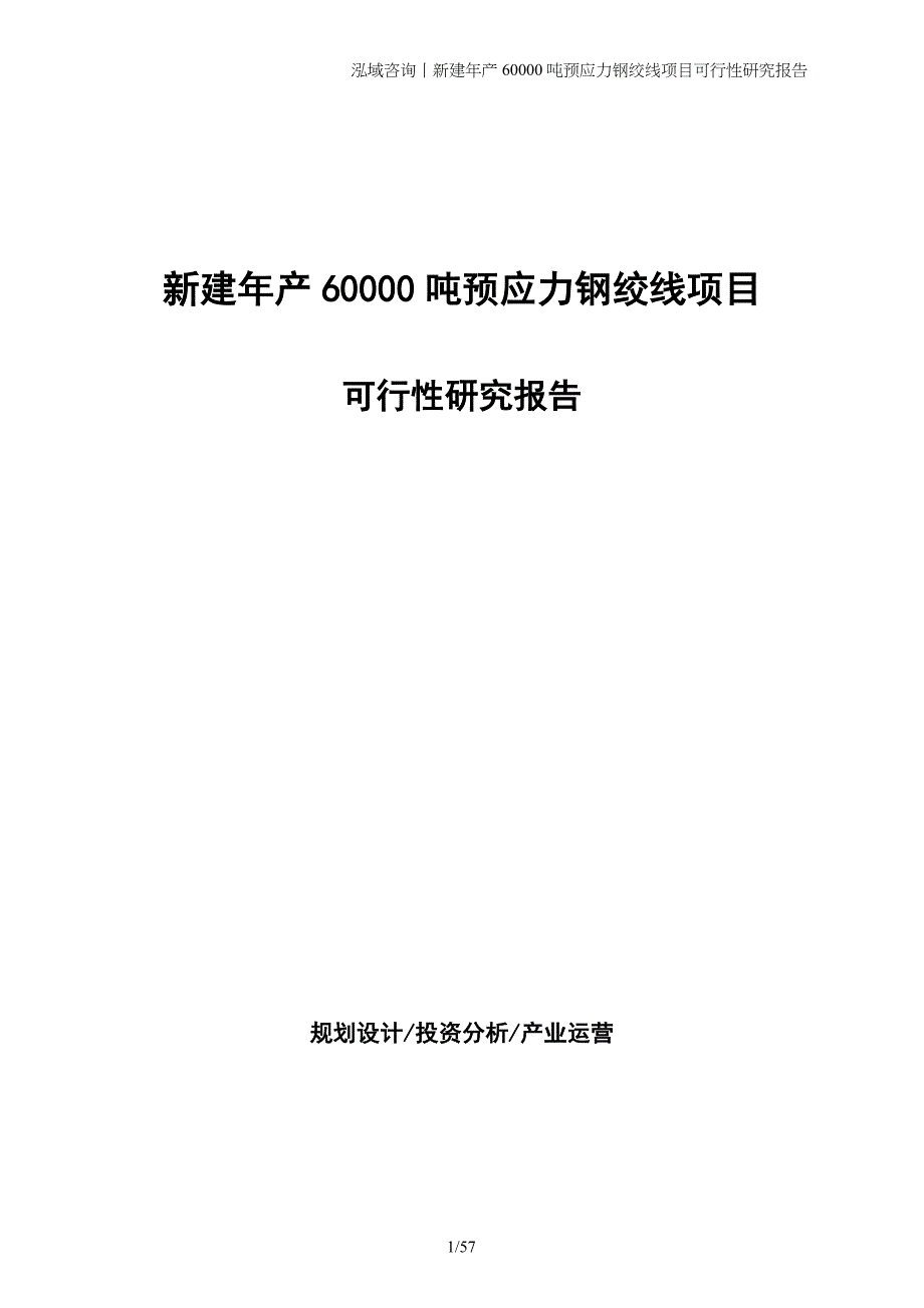 新建年产60000吨预应力钢绞线项目可行性研究报告_第1页