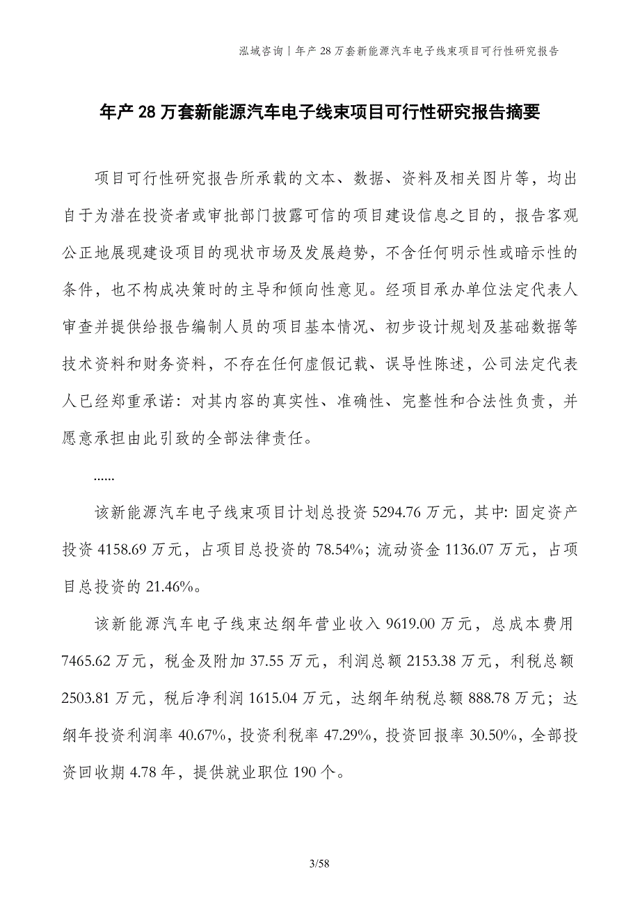 年产28万套新能源汽车电子线束项目可行性研究报告_第3页